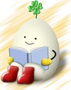 座って読書するよつばちゃん 背景付き 座って読書するよつばちゃん