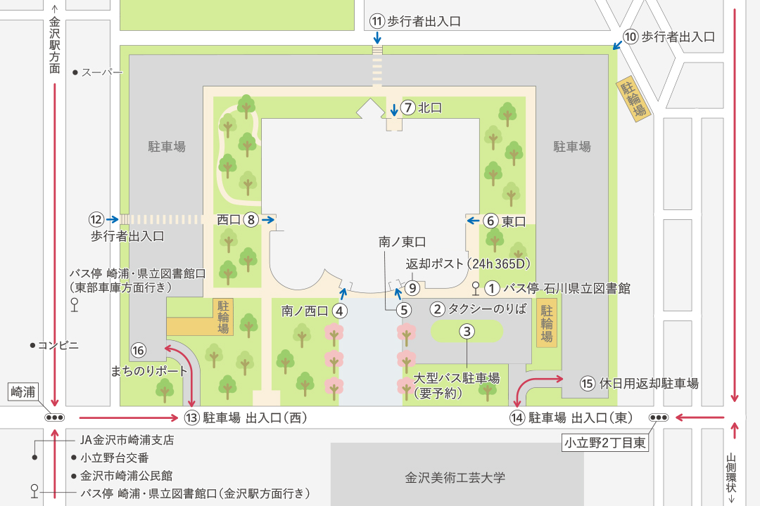IshikawaPrefecturalLibrary_SurroundingMap